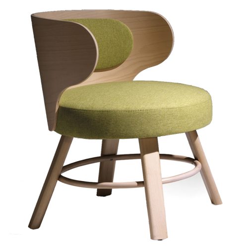 Green chair with wooden back