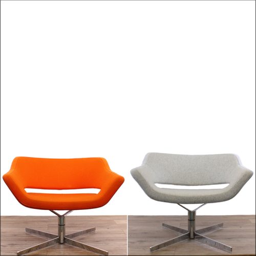 Swivel meeting chair reupholstery - before and after