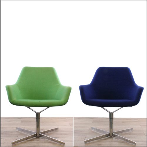 Swivel meeting chair reupholstery - before and after
