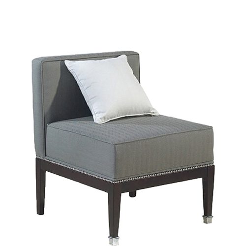 Grey chair with white cushion