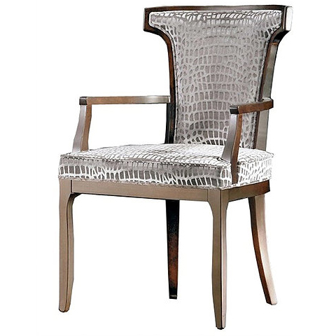Dining chair upholstered in a silver velvet