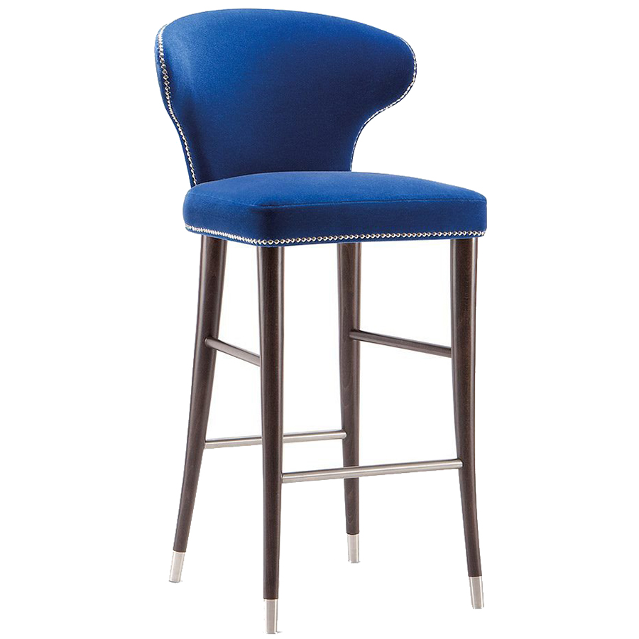 Blue bar stool with silver studs