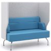 Two seater blue and grey booth seating