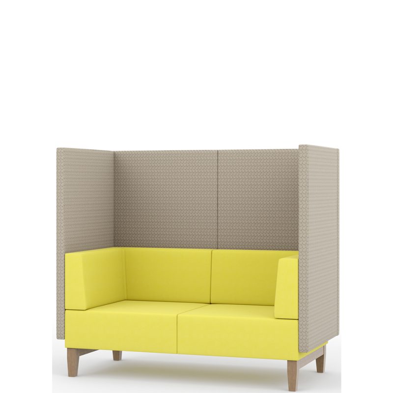 Yellow and grey booth seating