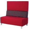 Red high-backed banquette seating