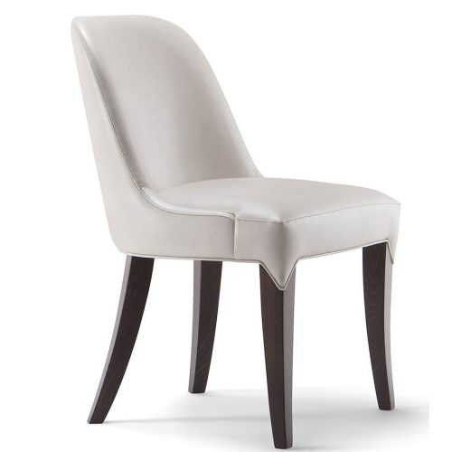 White side chair with wooden legs