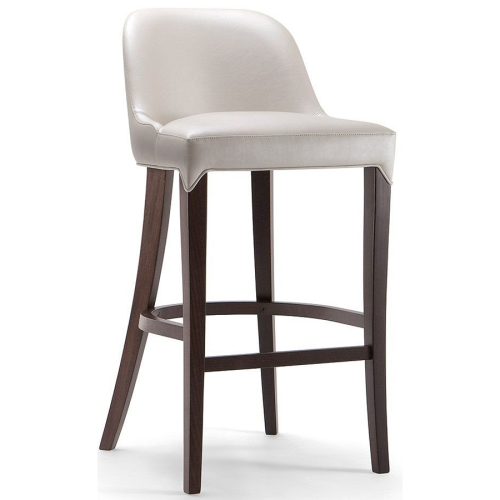 White bar stool with wooden legs